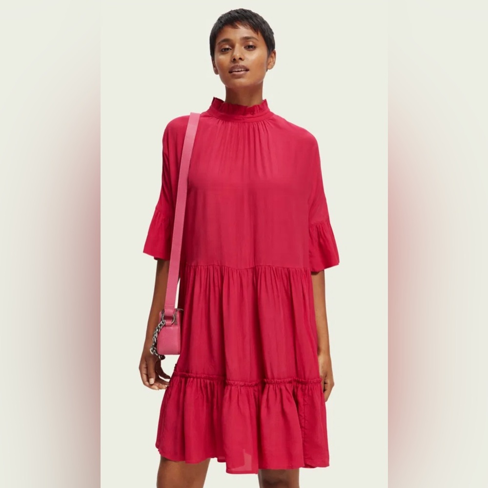 NWT Scotch & Soda Ruffle Sleeved Tiered Dress, Size 14
